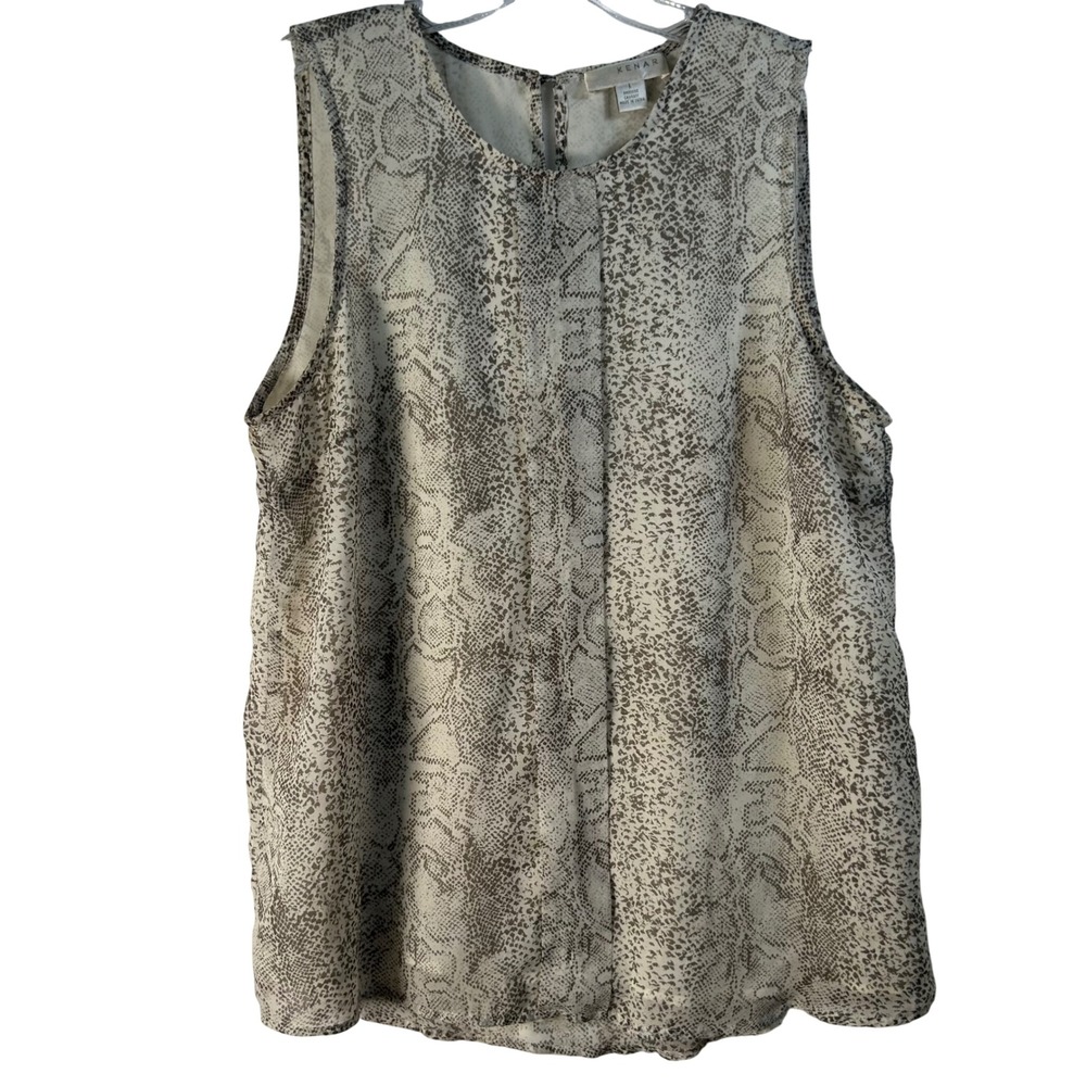 Kenar‎ Womens Snakeskin Print Sleeveless Blouse Beige Gray Large MC8210L-565P781